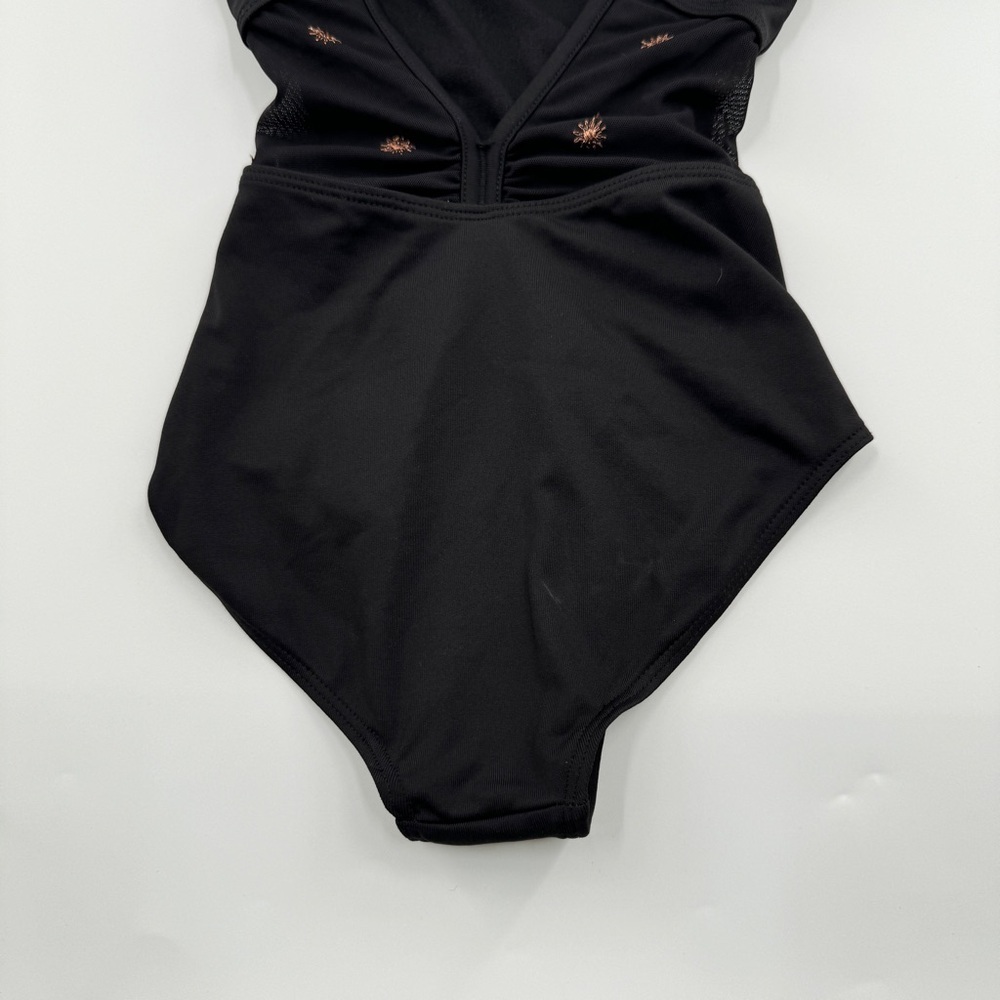 Bloch Kids Black Dance Leotard | Open Back Mesh Detail | Short Sleeve | Size 4–6 - Picture 4 of 6